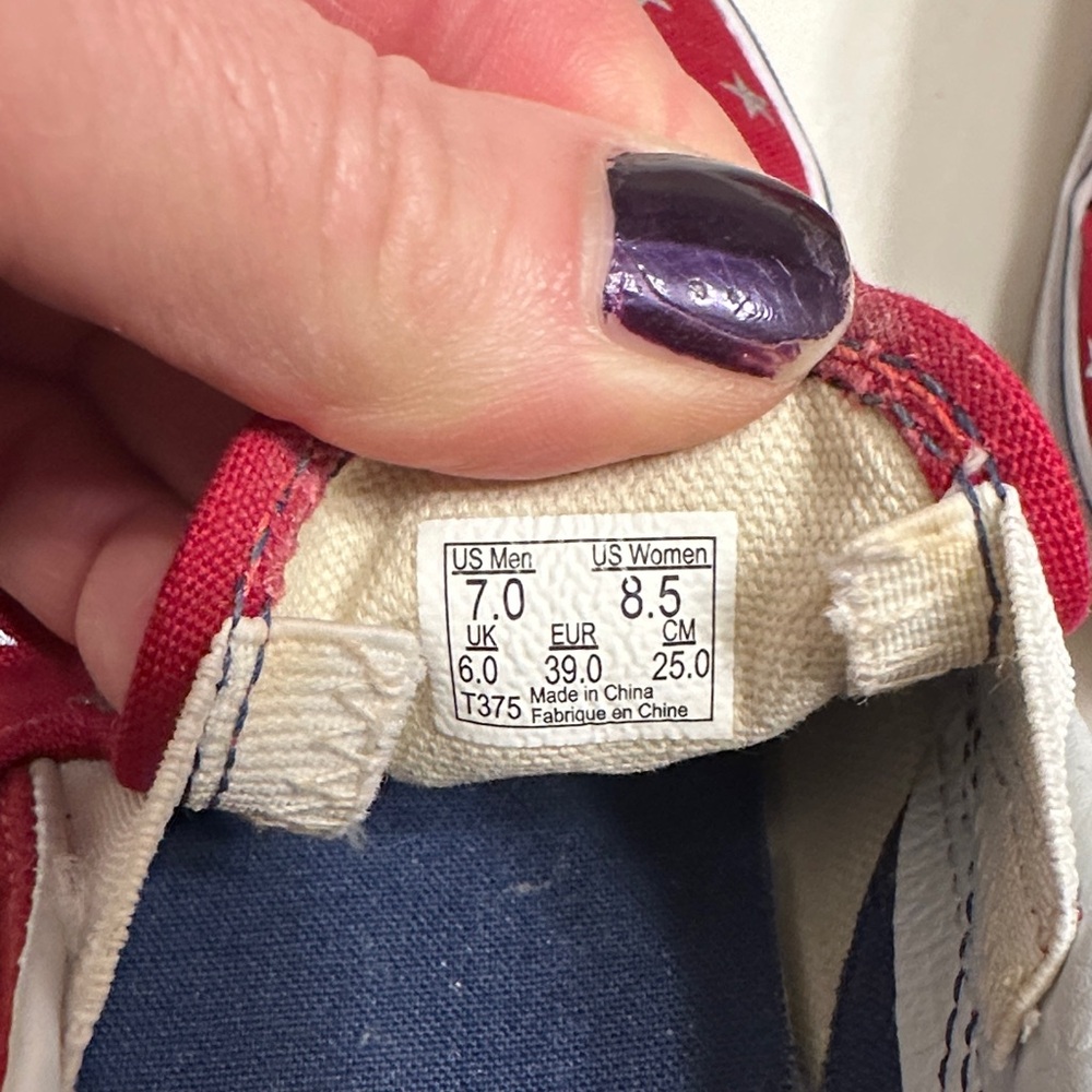 Vans Women’s Red Slip-On Sneakers with Silver Stars - Picture 3 of 4